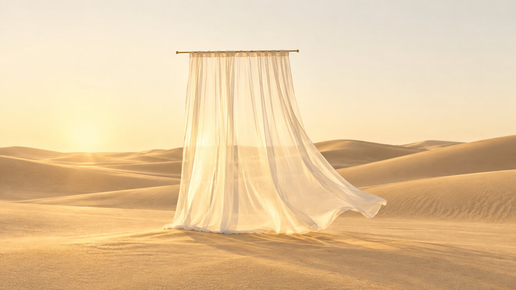 Cortina de voal no deserto